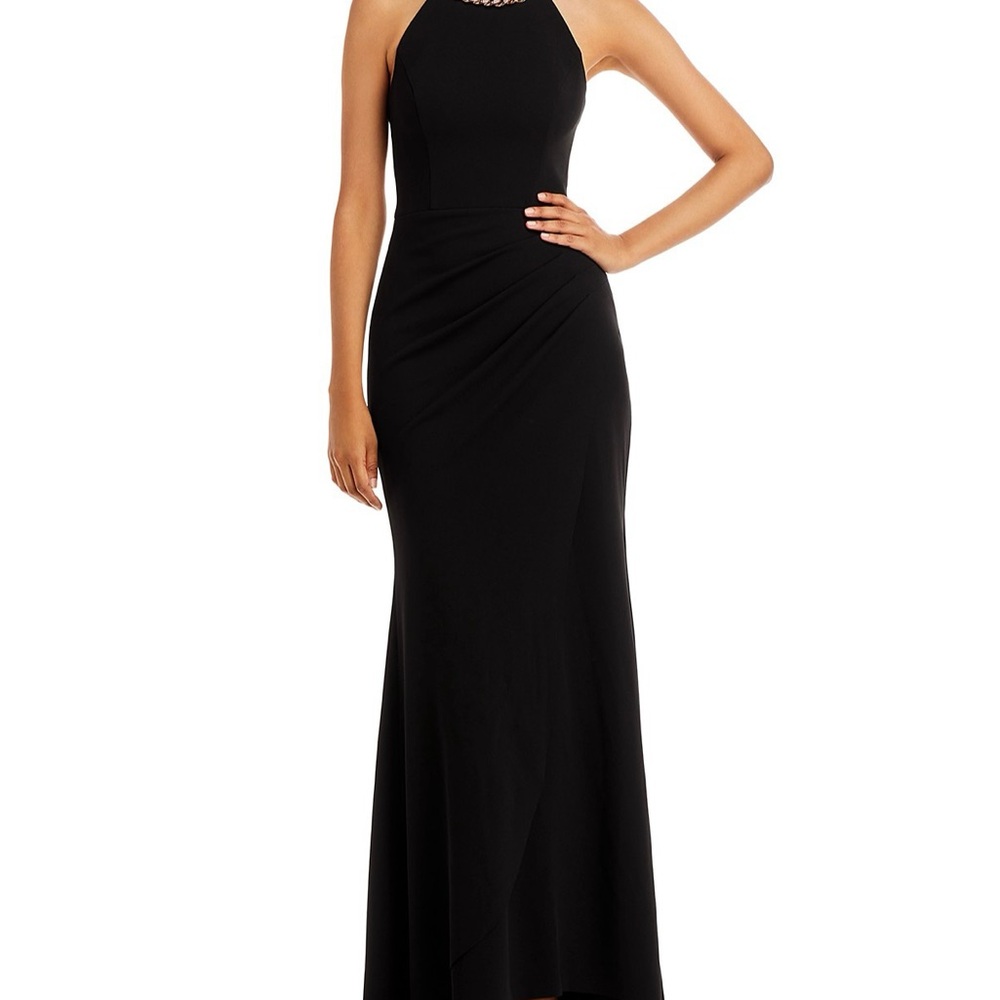 Aqua Elegant Black Evening Gown